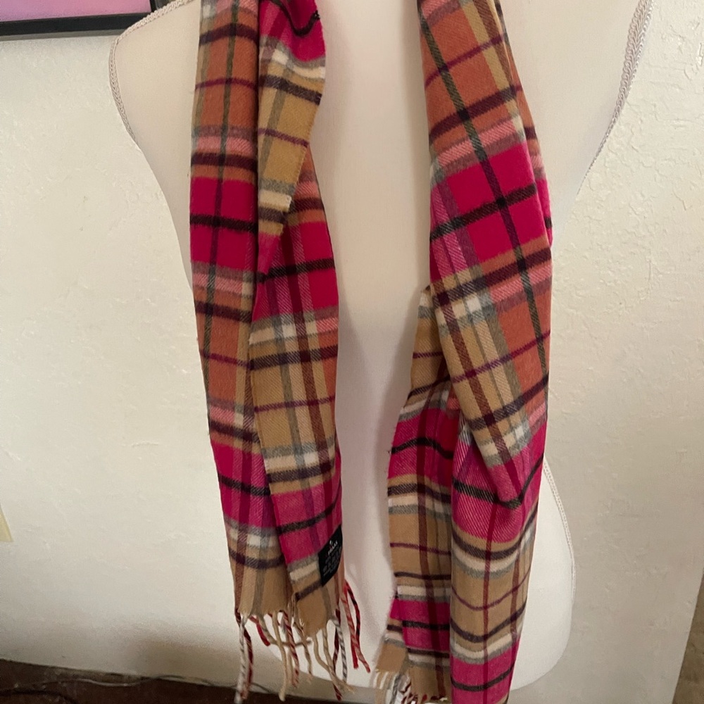 Plaid Pink and Tan Scarf